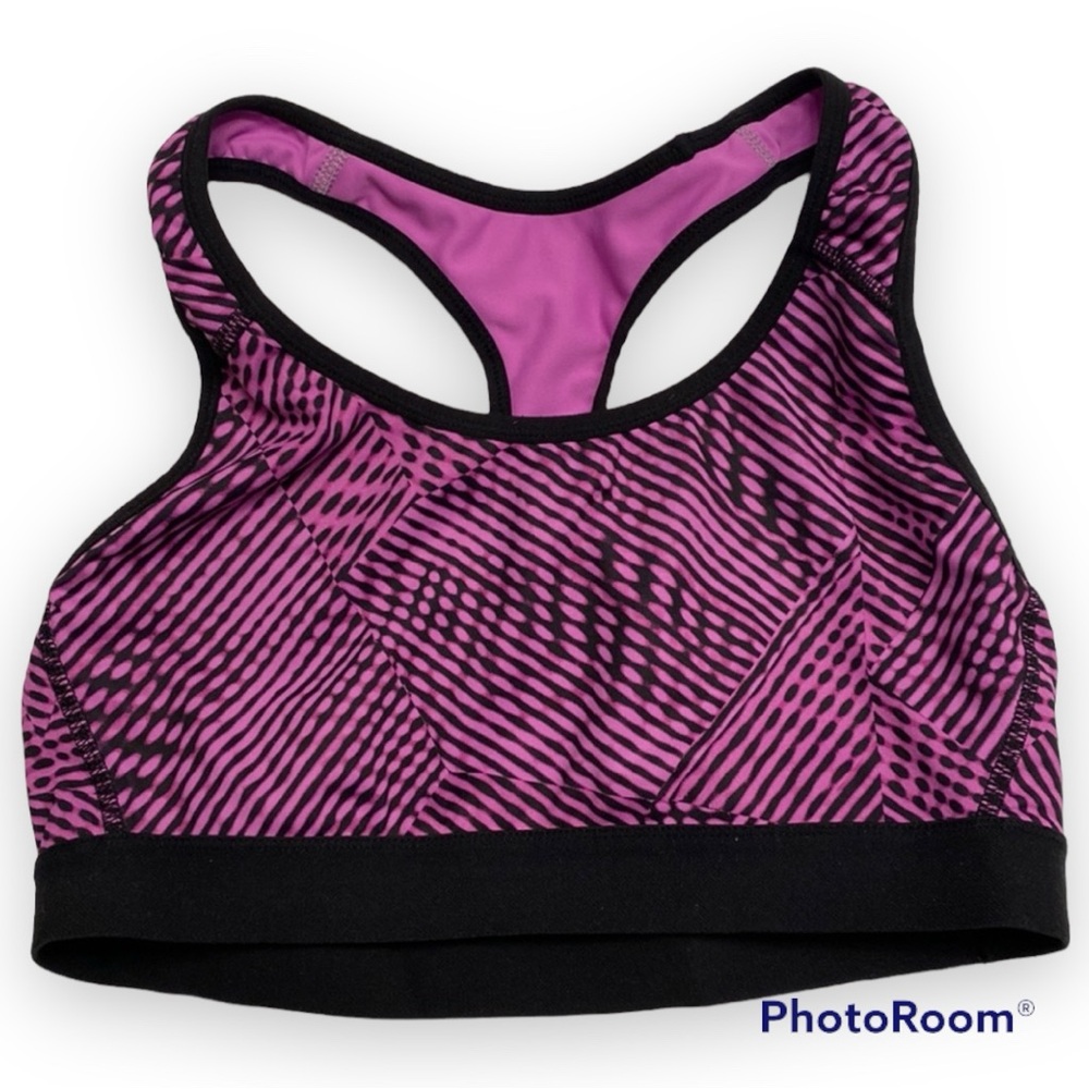 3/$30* Champion DuoDry+ Medium Black Design Sports Bra Lilac Pink Purple VGUC